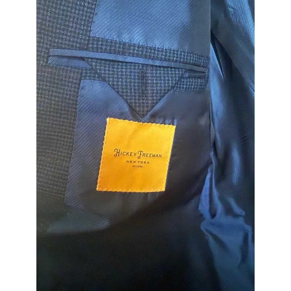 Hickey Freeman Sport Coat Mens 48 Reg Navy Blue Excellent Wool Beacon Blazer